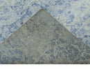 Modern Abstract Design Gray And Blue 10x13 Hand Knotted Bamboo Silk Area Rug