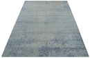Modern Abstract Design Gray And Blue 10x13 Hand Knotted Bamboo Silk Area Rug