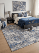 Modern Gray Blue Abstract Bamboo Silk Area Rug 8x10 Hand Knotted