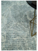 Modern Abstract Gray and Ivory 5x8 Hand loom wool and Viscose Area Rug