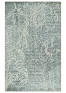 Modern Abstract Gray and Ivory 5x8 Hand loom wool and Viscose Area Rug