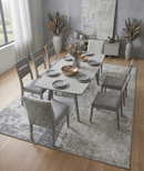 Modern Abstract Gray and Ivory Hand Loomed Viscose Area Rug 8x10