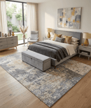 Gray Ivory Contemporary Abstract Soft Hand Loom Viscose Area Rug