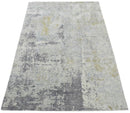 Hand Loomed Gray and Ivory Modern Abstract Area Rug 6x9 - Luxurious Viscose Blend