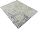 Modern Abstract Gray and Ivory Hand Loom Viscose 8x10 Area Rug