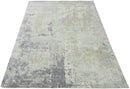 Modern Abstract Gray and Ivory Hand Loom Viscose 8x10 Area Rug