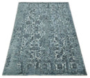 Modern Abstract Gray, Blue, Charcoal and Ivory 5x8 Hand loom wool and Viscose Area Rug