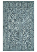 Modern Abstract Gray, Blue, Charcoal and Ivory 5x8 Hand loom wool and Viscose Area Rug