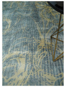 Modern Abstract Gray, Olive and Beige 5x8 Hand loom Viscose Area Rug