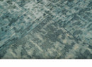 Modern Abstract Hand carved Texture Teal, Ivory and Blue Hand Knotted 5x8 wool Rug by The Rug Decor