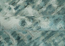 Modern Abstract Hand carved Texture Teal, Ivory and Blue Hand Knotted 5x8 wool Rug by The Rug Decor