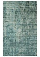 Modern Abstract Hand carved Texture Teal, Ivory and Blue Hand Knotted 5x8 wool Rug by The Rug Decor