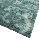 Modern Abstract Hand carved Texture Teal, Ivory and Blue Hand Knotted 5x8 wool Rug by The Rug Decor