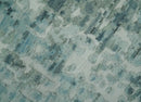 Modern Abstract Hand carved Texture Teal, Ivory and Blue Hand Knotted 5x8 wool Rug by The Rug Decor