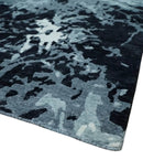 Modern Abstract Hand Knotted 8x10 Ivory, Gray, Charcoal and Black Wool and Blended Silk Area Rug by The Rug Decor