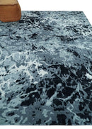 Modern Abstract Hand Knotted 8x10 Ivory, Gray, Charcoal and Black Wool and Blended Silk Area Rug by The Rug Decor
