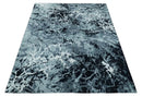 Modern Abstract Hand Knotted 8x10 Ivory, Gray, Charcoal and Black Wool and Blended Silk Area Rug by The Rug Decor