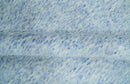 Modern Abstract Ivory and Blue 5.6x8 Hand Knotted Bamboo Silk Area Rug
