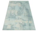 Modern Abstract Light Blue, Beige and Gray Hand loom 5x8 wool and Viscose Area Rug