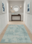 Modern Abstract Light Blue, Beige and Gray Hand loom 5x8 wool and Viscose Area Rug