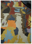 Modern Abstract Look Multi Color 5x8 Hand Woven Soumak Dhurrie Wool Area Rug by The Rug Decor