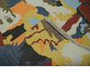 Modern Abstract Look Multi Color 5x8 Hand Woven Soumak Dhurrie Wool Area Rug by The Rug Decor