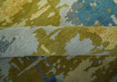 Modern Abstract Olive, Silver, Blue and Charcoal 5x8 Hand Knotted wool Area Rug