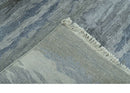 Modern Abstract Pattern Blue And Silver Hand Knotted 4x6 Bamboo Silk Area Rug