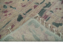 Modern Abstract Pink, Purple, Beige and Green Hand Knotted 5x8 wool Area Rug