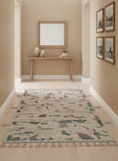 Modern Abstract Pink, Purple, Beige and Green Hand Knotted 5x8 wool Area Rug