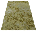Modern Abstract Shades of Olive and Silver 5x8 Hand knotted wool and art silk area rug