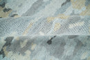Modern Abstract Silver and Beige Hand Knotted Wool Rug
