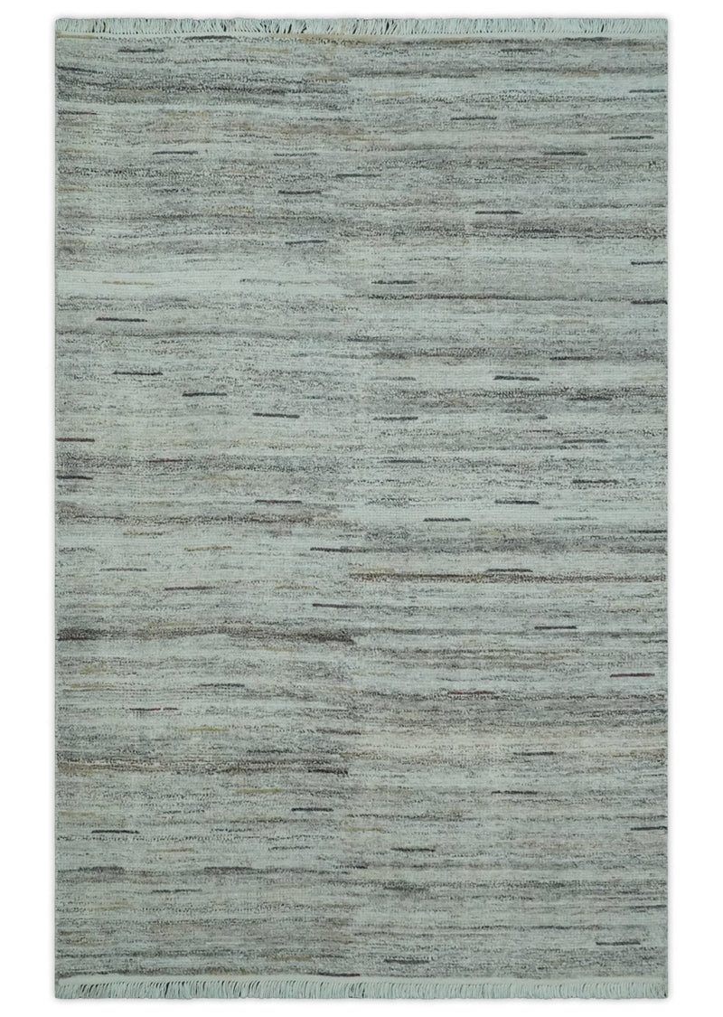 Modern Abstract Silver, Gray and Charcoal Dari 5x8 Pet yarn Area Rug