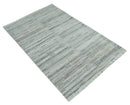 Modern Abstract Silver, Gray and Charcoal Dari 5x8 Pet yarn Area Rug