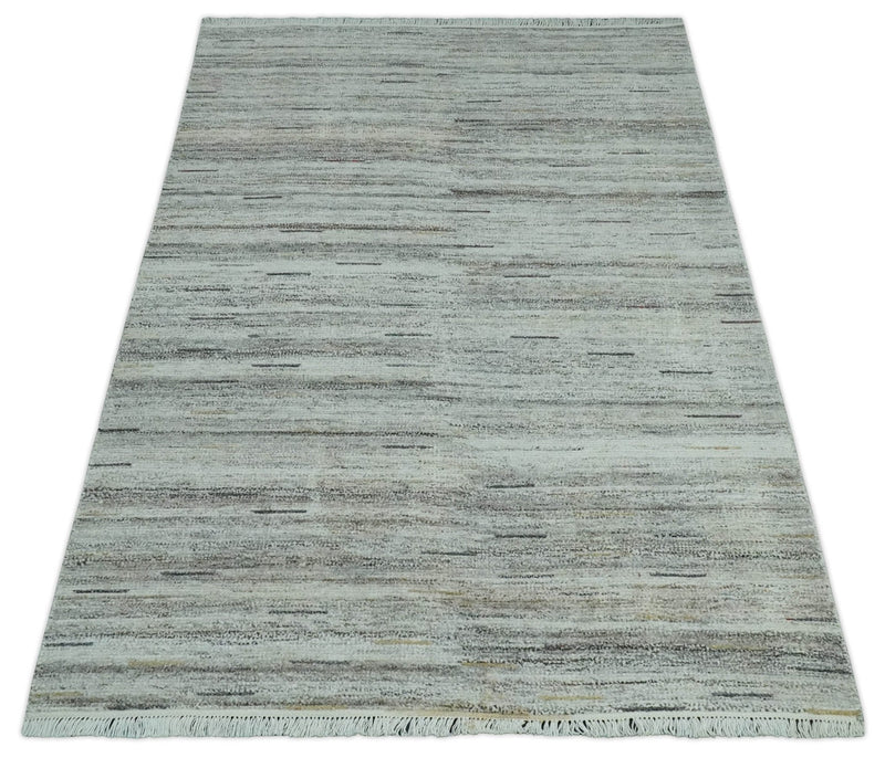 Modern Abstract Silver, Gray and Charcoal Dari 5x8 Pet yarn Area Rug