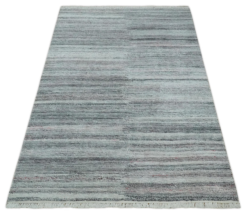 Modern Abstract Silver, Gray, Charcoal and Brown Dari 5x8 Pet yarn Area Rug
