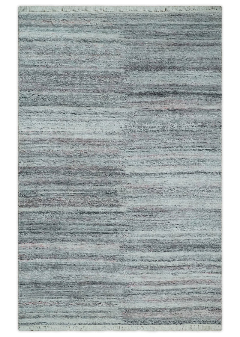 Modern Abstract Silver, Gray, Charcoal and Brown Dari 5x8 Pet yarn Area Rug