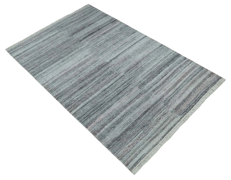 Modern Abstract Silver, Gray, Charcoal and Brown Dari 5x8 Pet yarn Area Rug