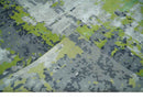 Modern Abstract Silver, Green and Gray Hand Knotted 8x10 Wool and Bamboo Silk Area Rug