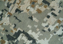 Modern Abstract Silver, Ivory, Charcoal and Olive Hand Knotted 5.6x8 wool Area Rug