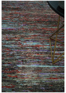 Modern Abstract Vibrant Colorful Maroon, Violet, Blue and Charcoal Hand knotted Flat Woven 8x11.6 wool Area Rug