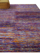 Modern Abstract Vibrant Colorful Violet, Gold, Rust and Ivory Hand knotted Flat Woven 8x10 wool Area Rug