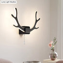 GobekUsa Modern Acrylic Antlers Wall Sconce Lamp: Black/White LED, Pull Chain, Warm/White Light