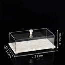 Acrylic Display Case on Travertine Base by GobekUsa for Collectibles, Figurines, Desserts