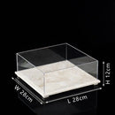 Acrylic Display Case on Travertine Base by GobekUsa for Collectibles, Figurines, Desserts