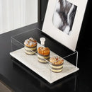 Acrylic Display Case on Travertine Base by GobekUsa for Collectibles, Figurines, Desserts