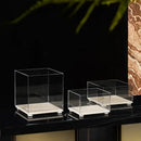 Acrylic Display Case on Travertine Base by GobekUsa for Collectibles, Figurines, Desserts