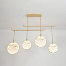 GobekUsa Circular Fan Island Lamp: Modern Acrylic LED Suspension Light with Landscape Print – Perfect for Tearooms