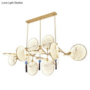 GobekUsa Circular Fan Island Lamp: Modern Acrylic LED Suspension Light with Landscape Print – Perfect for Tearooms