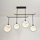 GobekUsa Circular Fan Island Lamp: Modern Acrylic LED Suspension Light with Landscape Print – Perfect for Tearooms